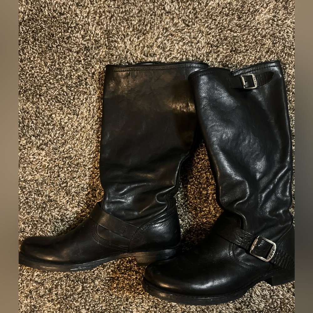 Frye Veronica slouch black leather boots size 9
